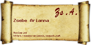 Zsebe Arianna névjegykártya